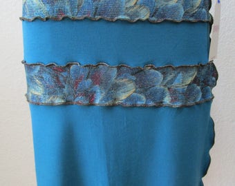 blue color polyester  skirt with ruffled edges plus made in USA product (v2)