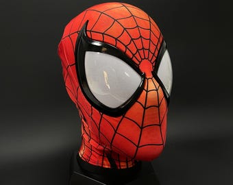 Spider-Man Maske Cosplay Maske mit 3D gedruckter Gesichtsschale und Magnetlinsen