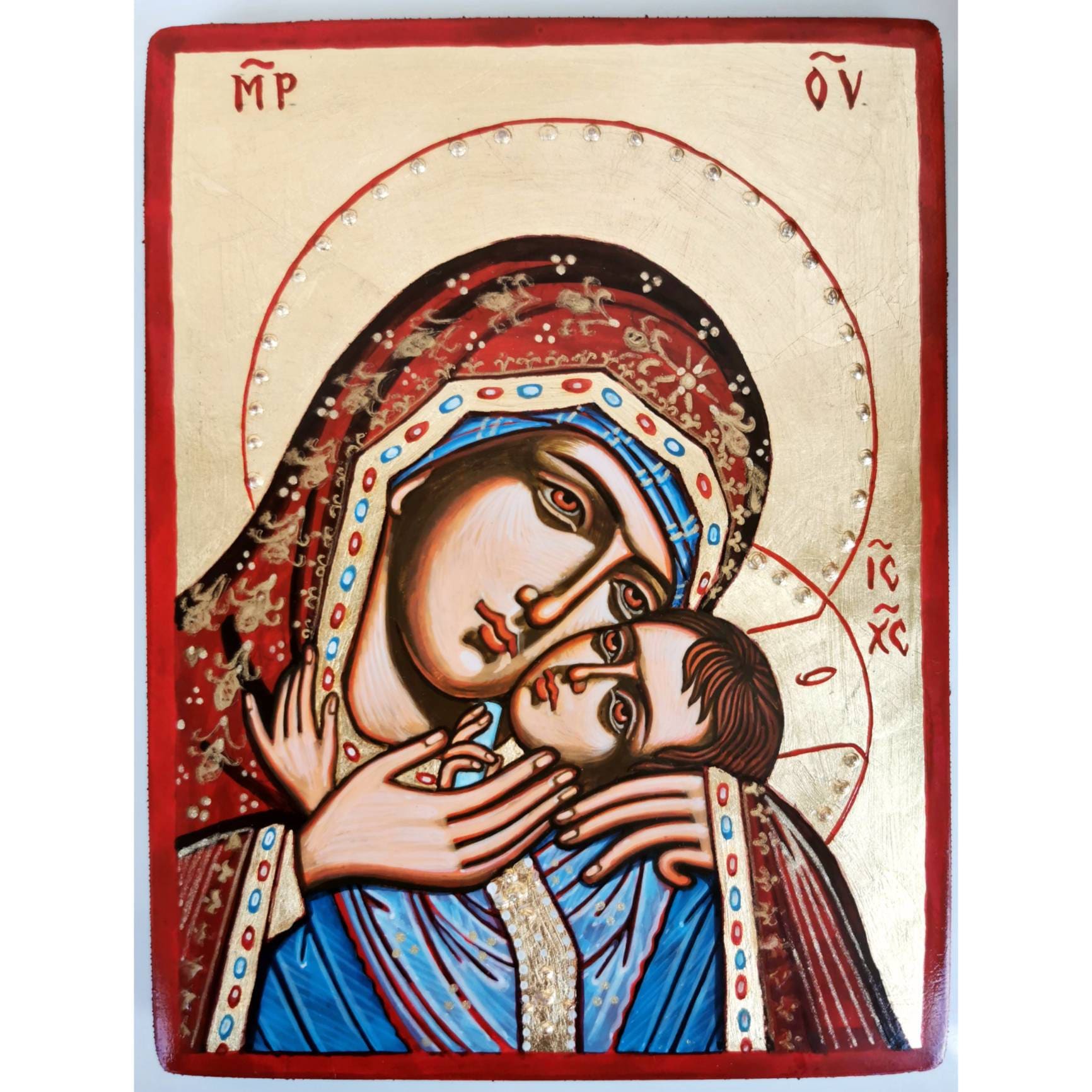 Orthodox Icon Madonna With Christ Handpainted Icon of Virgin photo