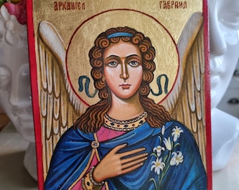 Saint Archangel Gabriel icon on wood, original  6x8inches, READY to ship
