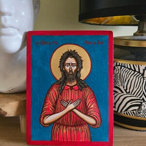 Saint Alexis icon, St Alexius of Rome handpainted icon, 6 x 3 1/2 inches Made to Order