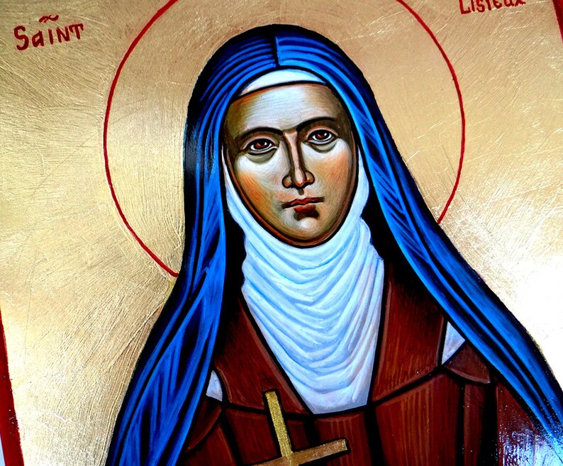 Therese of Roses St custom handpainted icon St Therese of Lisieux icon MADE to Order 8 by 6 inches