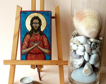Saint Alexis icon, St Alexius of Rome handpainted icon, 6 x 3 1/2 inches