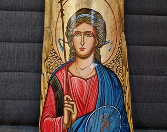 Saint  Archangel Michael - handpainted orthodox  icon on a tile, 7 by 12 inches - READY TO SHIP