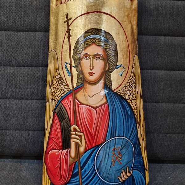 Saint  Archangel Michael - handpainted orthodox  icon on a tile, 7 by 12 inches - READY TO SHIP