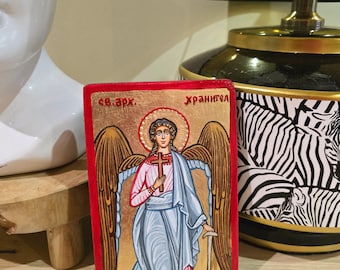 Guardian Angel, Baptism Gift, handpainted icon orthodox style, 4 x 6 inches, Ready to ship