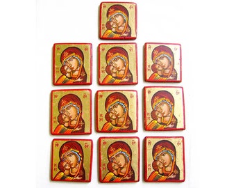 Baptism Favor, Wedding Favor Set Miniature Icons, Virgin Mary and Christ child, Eleusa Icon - handpainted orthodox icons - MADE TO ORDER