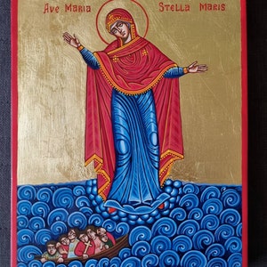 Stella Maris Our Lady Star of the Sea, original icon 8/10 inches image 1