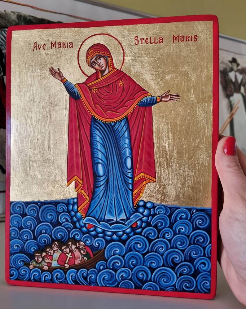 Stella Maris Our Lady Star of the Sea, original icon 8/10 inches image 4