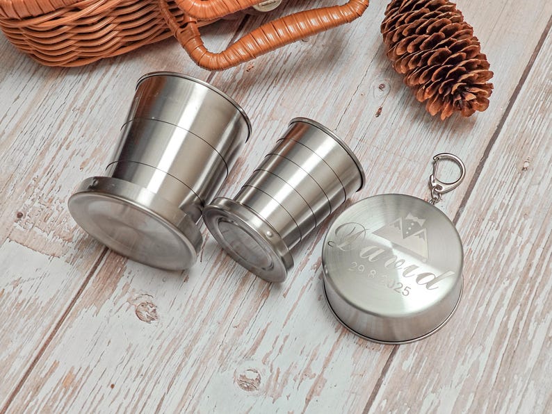 Engraved Stainless Steel Folding Camping Mug - Personalized Travel Mug