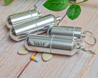 Portachiavi portapillole impermeabile personalizzato: organizer per medicinali da viaggio.