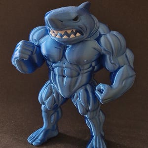 Finn Diesel – Muscular Shark Figurine | 3D Printed Funny Gym Decor | Jacked Shark Gift for Ocean Lovers & Gym Bros