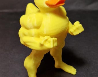 Buff Duck Miniature - Funny 3D Printed Muscular Rubber Duck Figure, Geeky Desk Toy, Unique Gift for Collectors and Gamers
