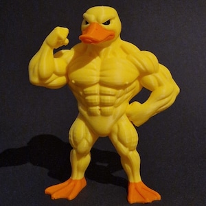 Honk Hogan – Muskulöse Entenfigur | 3D gedrucktes lustiges Fitnessstudio Dekor | Buff Ente Sammler Geschenk für Gym Bros & Meme Fans