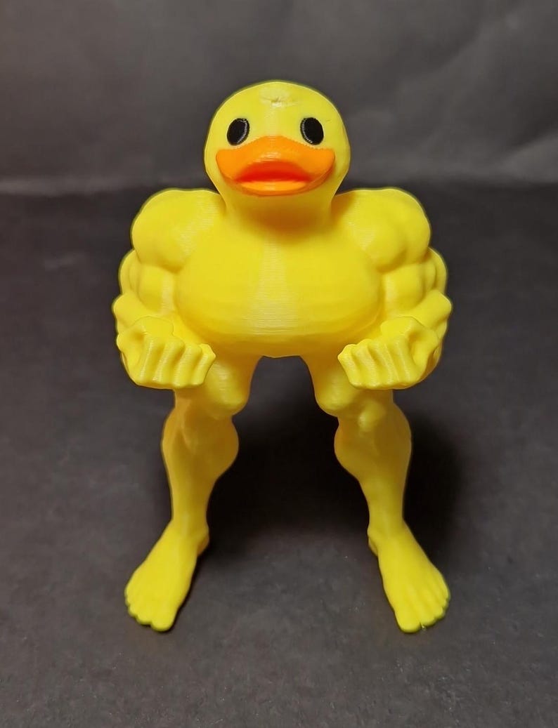 Buff Duck Miniature - Funny 3D Printed Muscular Rubber Duck Figure ...