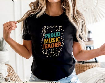 Maglietta per insegnante di musica: design con note musicali, abbigliamento per il ritorno a scuola