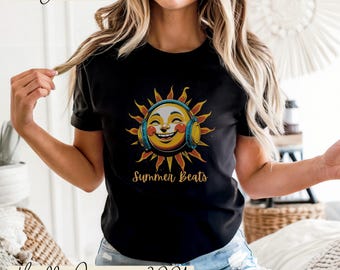 Camiseta para amantes de la música: Camiseta gráfica de algodón con ambiente veraniego