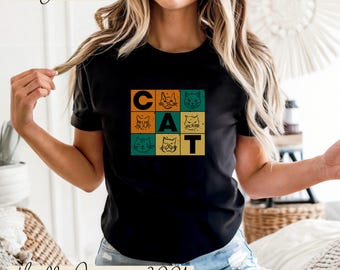 Playful Cat Faces Graphic Tee – Unisex Jersey Cat Lover Shirt