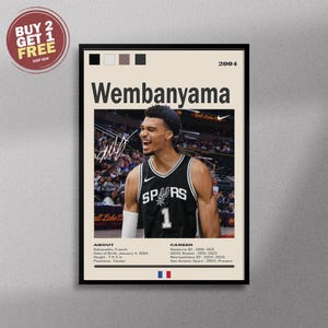 Póster de Victor Wembanyama: Arte mural de novato de la NBA, impresión de baloncesto de los Spurs, regalo para fans de Wemby, decoración deportiva para habitación de adolescentes, póster de baloncesto