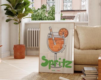 Impresión de cóctel Spritz: Arte retro de aperitivo italiano (descarga digital)
