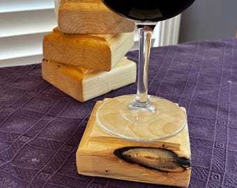 Rustic Live Edge Wood Coasters – Set of 4 Handmade Cedar Drink Coasters