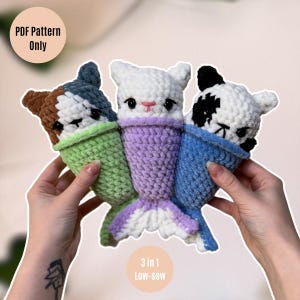 Kitty Mermaid, Crochet Cat, Amigurumi, Plushie, Crochet Pattern, PDF Pattern, Digital Download,  Stuffed Animal