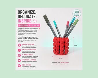 Portalápices con modelos de corazón, Organizador de escritorio