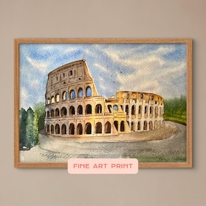 Stampa artistica di Roma – Colosseo da acquerello originale – Decorazione da viaggio in Italia – Poster artistico A4 A5, firmato dall'artista