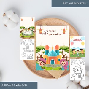 Cartões digitais Bayram, cartões Eid Mubarak para impressão, download digital de cartões islâmicos, presentes islâmicos, presentes Bayram (SET)