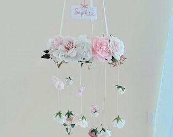 Baby Girl Mobile, Light Pink Baby Crib Mobile, Nursery Decor, Baby Shower Gift