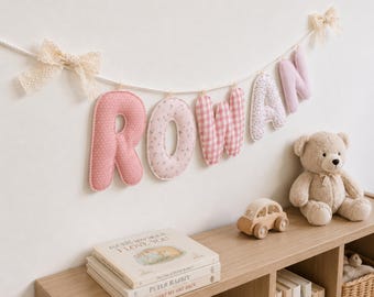 Guirnalda personalizada con el nombre del bebé, letras de tela personalizadas con el nombre, decoración de pared hecha a mano para la habitación del bebé, pancarta de cumpleaños personalizada, regalo para baby shower