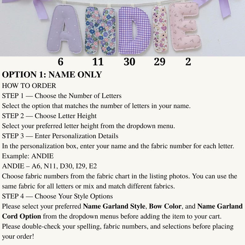 Personalized Fabric Name Garland, Custom Letter Banner, Handmade Nursery Wall Decor, Baby Shower Gift image 7