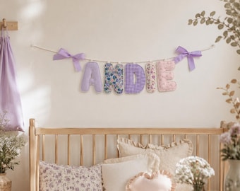 Guirnalda de tela personalizada con nombre, pancarta con letras personalizadas, decoración de pared hecha a mano para la habitación del bebé, regalo para baby shower