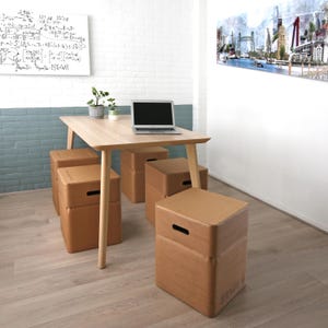 Opbergkruk, stoel, opbergbox, kartonnen opbergkruk, kartonnen krukje, zitkrukje, bijzettafel, nachtkastje, kruk, meubilair, recyclebaar