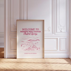 Willkommen auf der Wishing Well Ranch Chestnut Springs | druckbare Wand Kunst Druck | creme und rosa