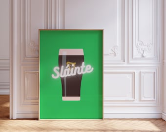 Irish printable wall print | Slainte | Guinness | Green