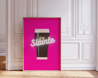 Irish printable wall print | Slainte | Guinness | Pink