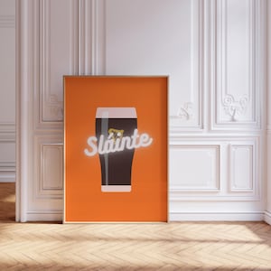 Irish printable wall print | Slainte | Guinness | Orange