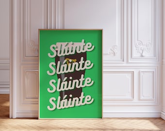 Irish printable wall print | Slainte | Guinness | Green
