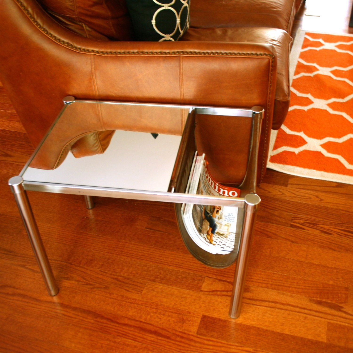 Vintage Industrial End Side Table Magazine Rack. Mid Century. Etsy