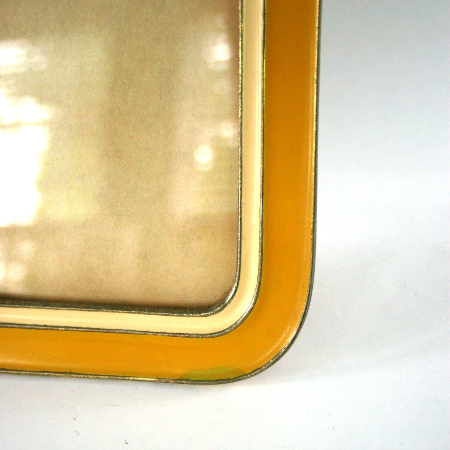 Antique Metal and Enamel Picture Frame. Mustard Yellow. Etsy