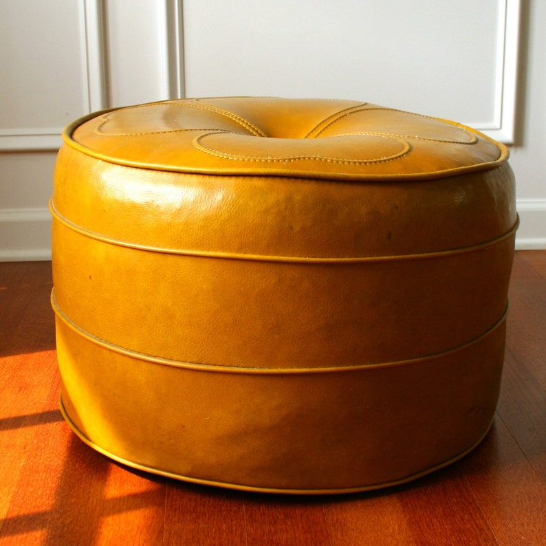 Vintage Ottoman. Hassock. Mustard Yellow. Gold. Mid Centruy Etsy