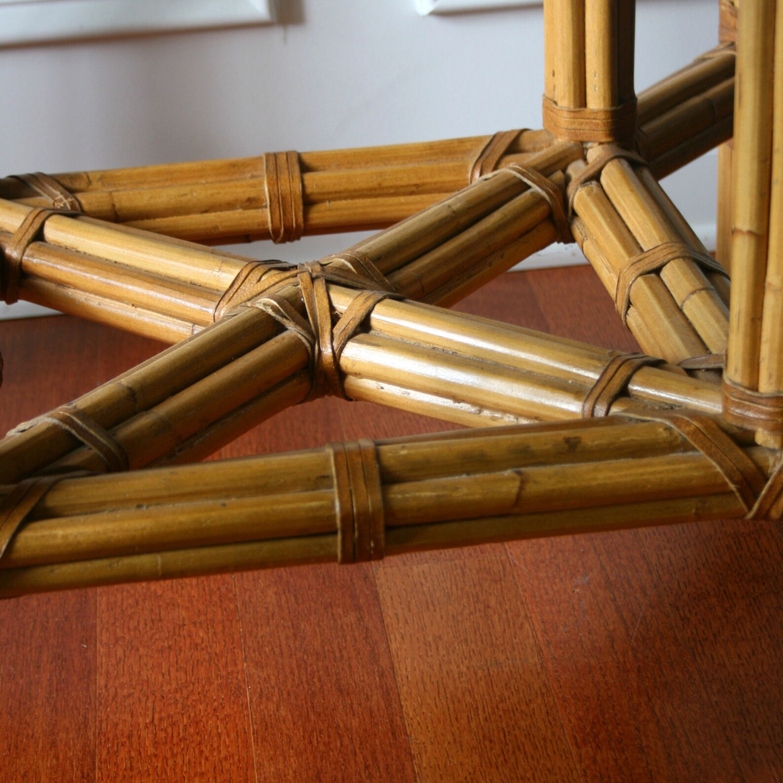 Vintage Bamboo Dining Table Base Bohemian Home Rattan Cane Etsy