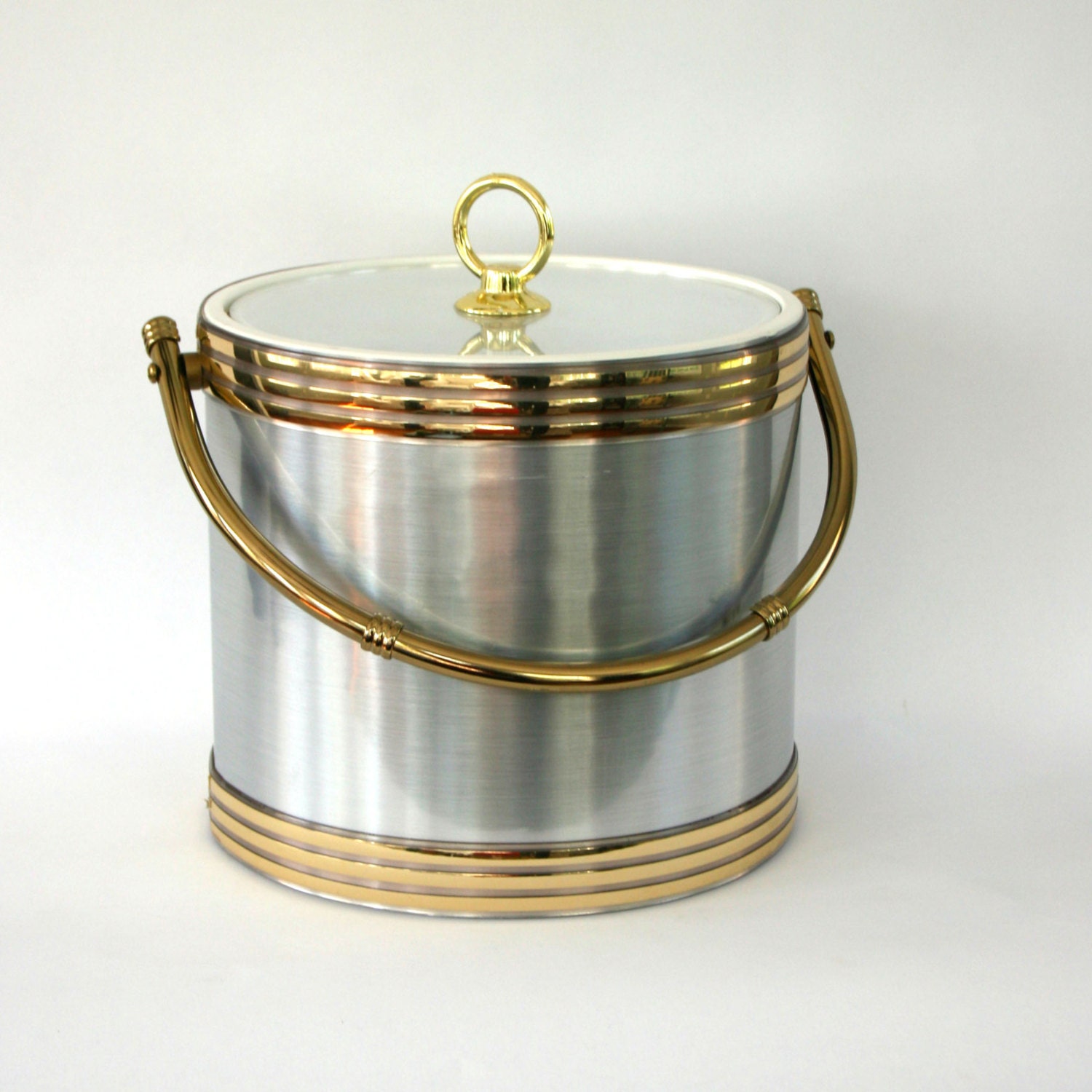 Vintage Ice Bucket Metallic Silver Gold Hollywood Regency Etsy