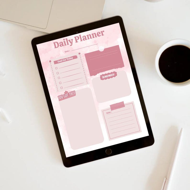 Aesthetic Daily Planner | Printable Pink Daily Planner Template | Cute ...