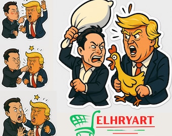 Zabawna naklejka Elon Musk kontra Donald Trump: Polityczna satyra