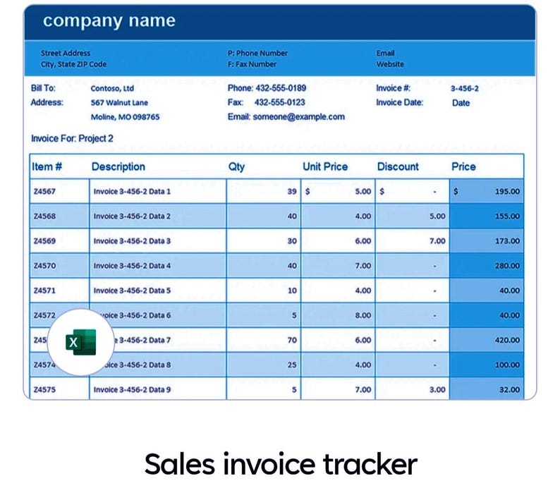 Sales Invoice Tracker Spreadsheet | Excel Invoice Log | Business Income ...