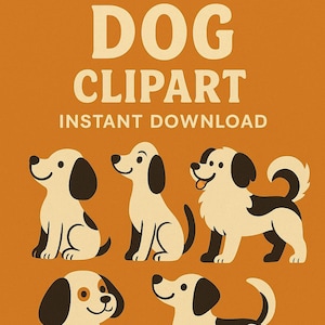 Cute Dog PNGs | Retro Cartoon Puppy Clipart | Instant Download Digital Dog Illustrations | Vintage Style Dog Art for Sublimation & Crafts