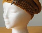 Knit Hat and Mitten Set - Mustard Yellow with Gray details