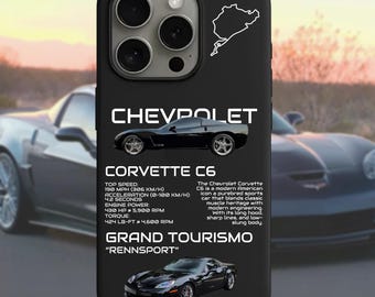 Corvette C6 Phone Case | Car Lover Gift for Him | Sports Car iPhone Samsung Cover | Boyfriend Birthday Gift | Stylish Muscle Car Accessory
